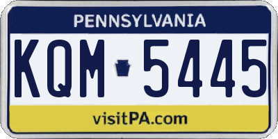 PA license plate KQM5445