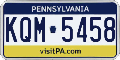 PA license plate KQM5458