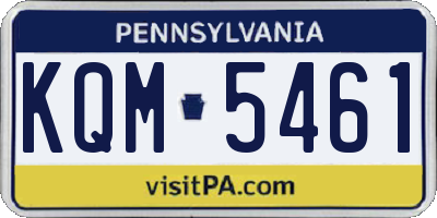 PA license plate KQM5461