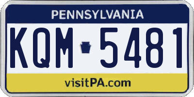 PA license plate KQM5481