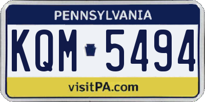 PA license plate KQM5494