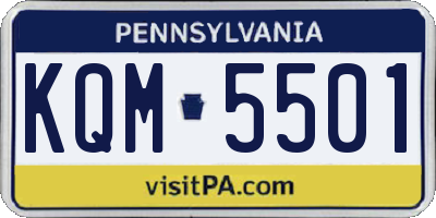PA license plate KQM5501