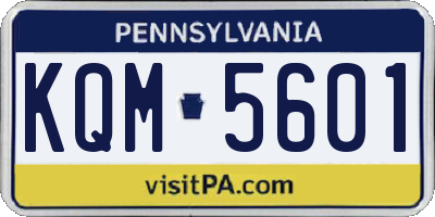 PA license plate KQM5601