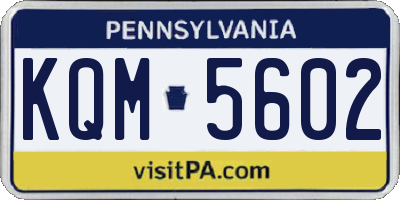 PA license plate KQM5602