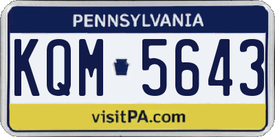 PA license plate KQM5643