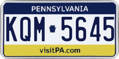 PA license plate KQM5645
