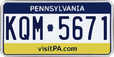 PA license plate KQM5671