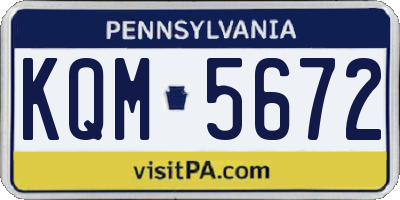 PA license plate KQM5672