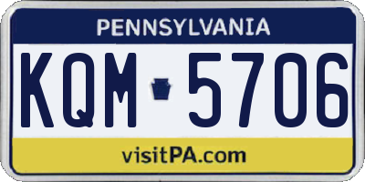 PA license plate KQM5706
