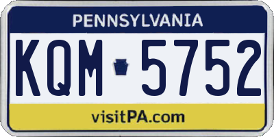 PA license plate KQM5752