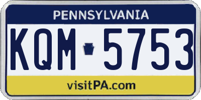 PA license plate KQM5753