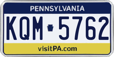 PA license plate KQM5762