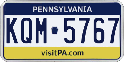 PA license plate KQM5767