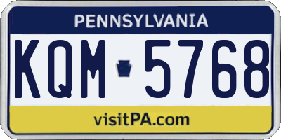 PA license plate KQM5768