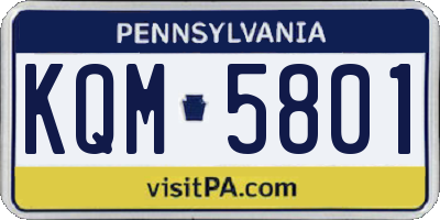 PA license plate KQM5801