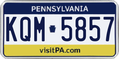 PA license plate KQM5857