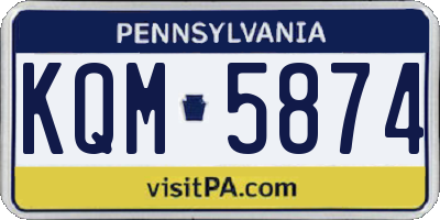 PA license plate KQM5874