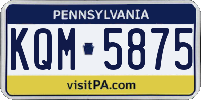 PA license plate KQM5875