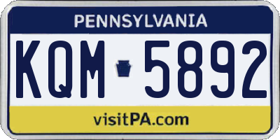 PA license plate KQM5892