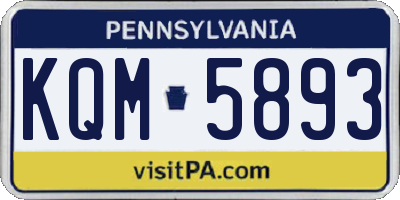 PA license plate KQM5893