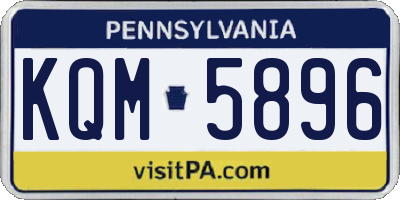 PA license plate KQM5896