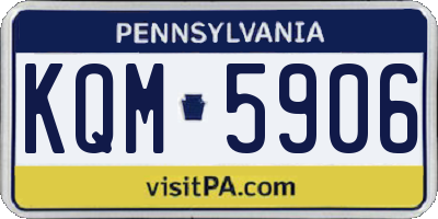 PA license plate KQM5906