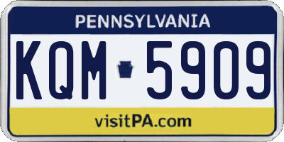 PA license plate KQM5909