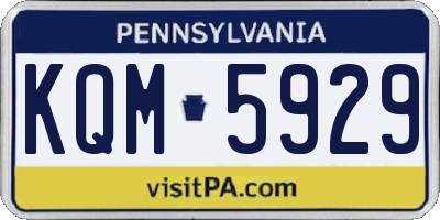 PA license plate KQM5929