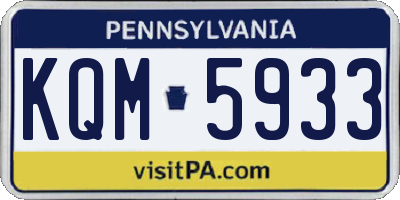 PA license plate KQM5933