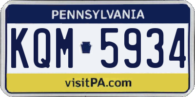 PA license plate KQM5934