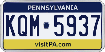 PA license plate KQM5937