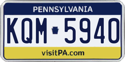PA license plate KQM5940
