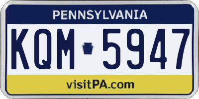 PA license plate KQM5947