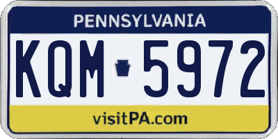 PA license plate KQM5972