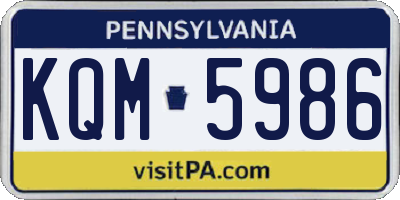PA license plate KQM5986