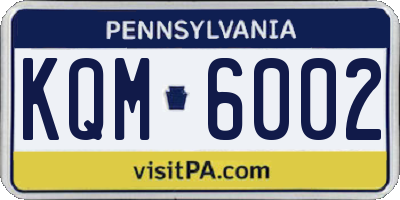 PA license plate KQM6002