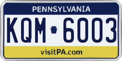 PA license plate KQM6003