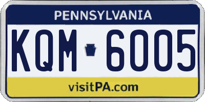 PA license plate KQM6005