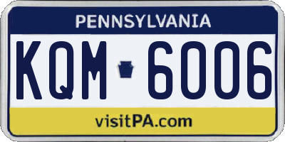 PA license plate KQM6006