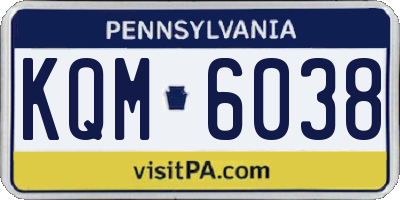 PA license plate KQM6038