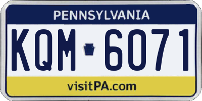 PA license plate KQM6071