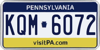 PA license plate KQM6072