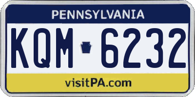 PA license plate KQM6232