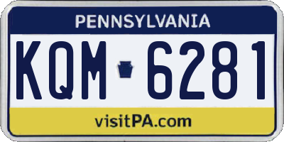 PA license plate KQM6281