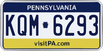 PA license plate KQM6293