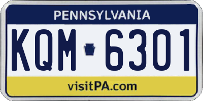 PA license plate KQM6301