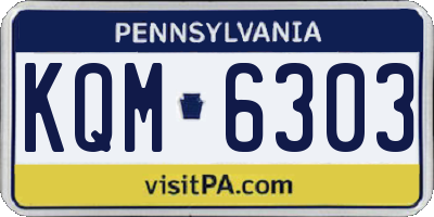 PA license plate KQM6303