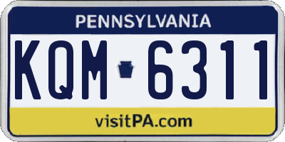PA license plate KQM6311