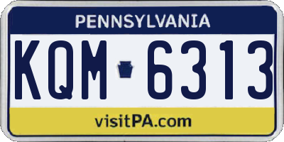 PA license plate KQM6313