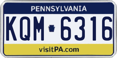 PA license plate KQM6316